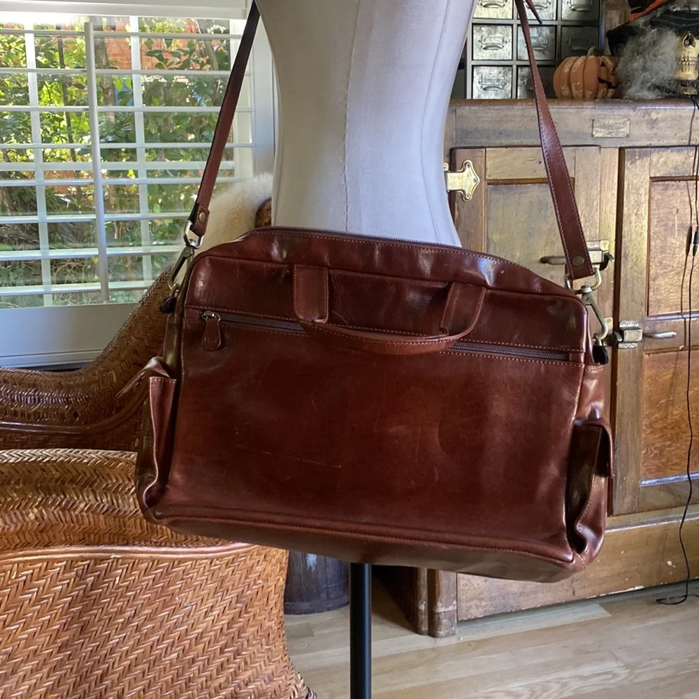 MAXWELL SCOTT LUXURY HANDCRAFTED IN ITALY CHESTNUT TAN MESSENGER BAG SHOULDER